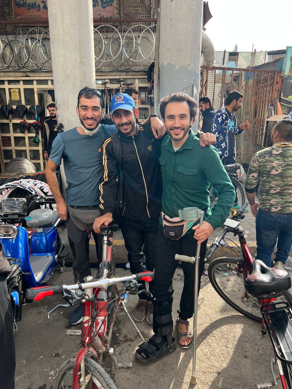 Murtadha, Mujtaba, and Mustafa with Mustafa&rsquo;s new bike